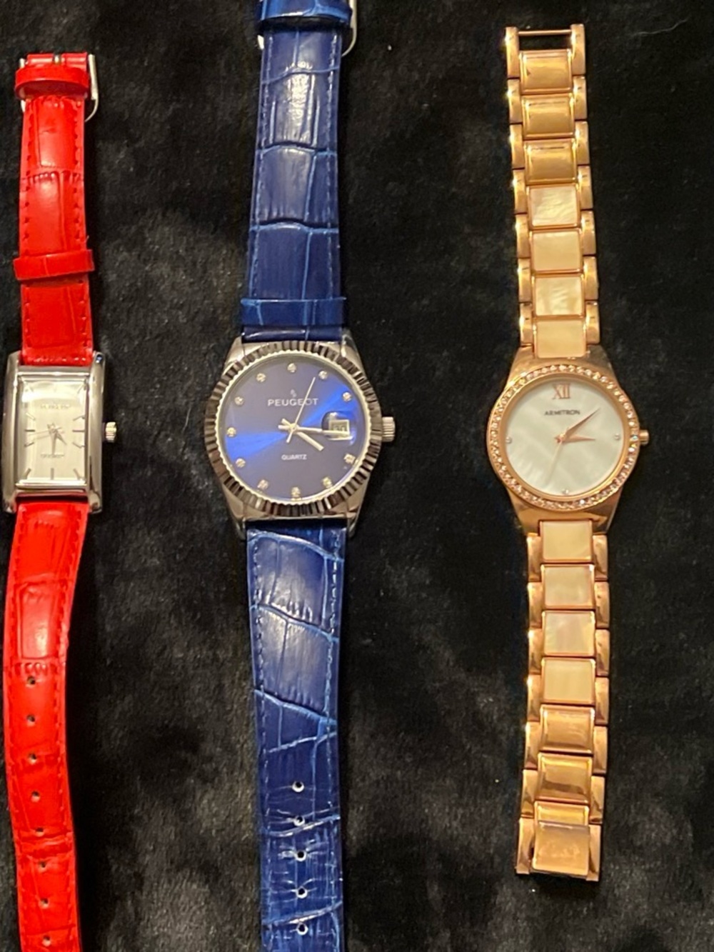 Peugeot Women's Blue Leather-Style Strap Watch with Silver Case